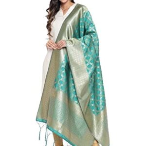 Lilots Women's Banarasi Silk Jacquard Woven Dupatta Gorgeous Printed Designer Chunni