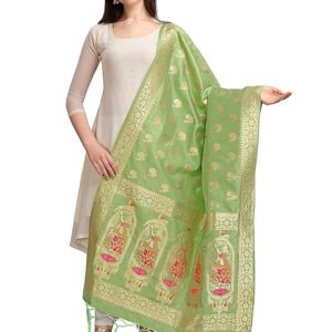 DEVANGI Women's Woven Banarasi Silk Zari Dupatta