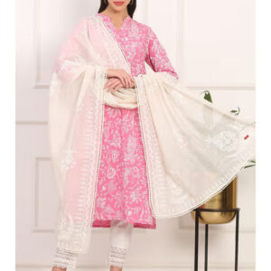 Off White Printed Lace Ecru Dupatta
