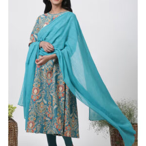 Women Blue Solid Chiffon Dupatta