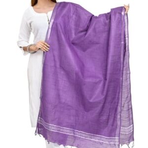 Heyam | Women’s Handloom Linen Cotton Plain Zari Border Dupatta
