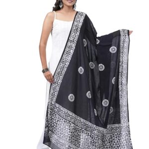 HELLA FASHIONS Women's Hand-Dyed Batik Pure Cotton Dupatta
