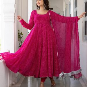 Pink Anarkali Set With Dupatta