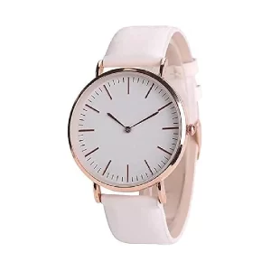 Analog White to Pink Color Change Dial Leather Belt Watch for Girls and Womens