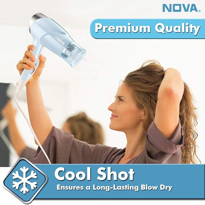 Hot & Cold Foldable Hair Dryer for Women (Blue) - Image 2