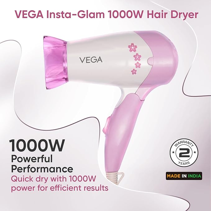 VEGA Insta Glam Foldable 1000 Watts Hair Dryer - Image 2