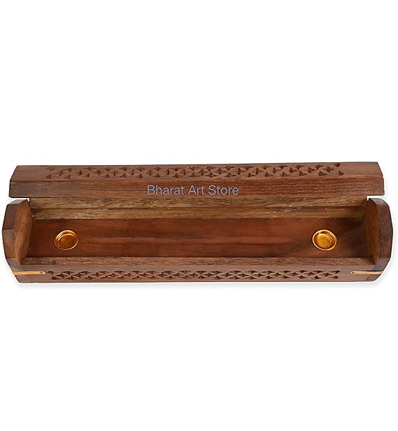 Bharat Art Store Sheesham Wooden and Brass Agarbati Holder - Image 3