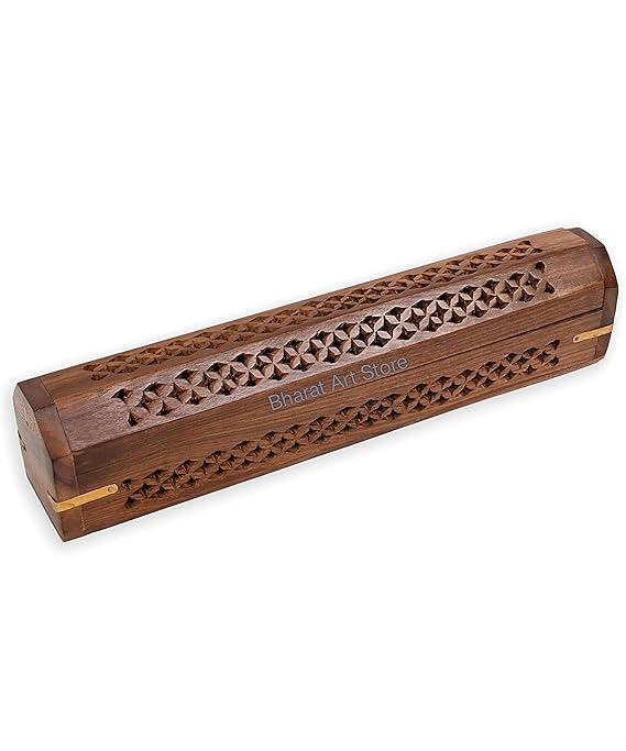 Bharat Art Store Sheesham Wooden and Brass Agarbati Holder - Image 4