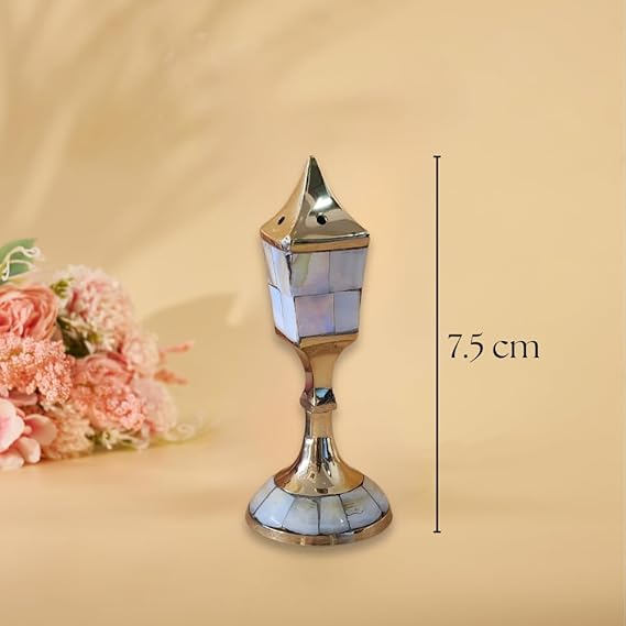 House of Wemy Brass & Mother of Pearl Flower Shape Incense Burner - Image 3