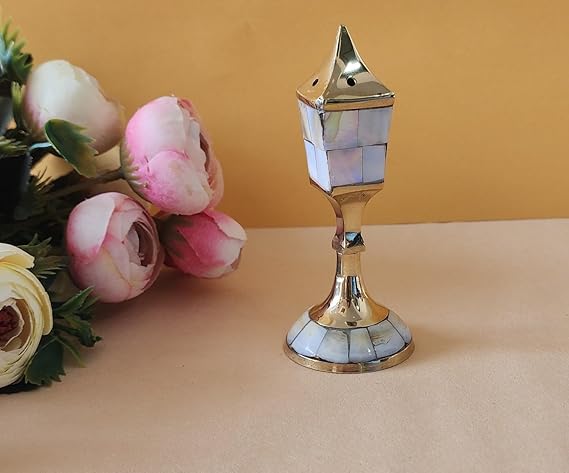House of Wemy Brass & Mother of Pearl Flower Shape Incense Burner - Image 4
