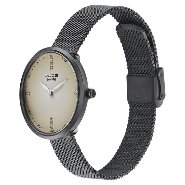 Analog White Dial Mesh Strap Watch for Women - Image 2