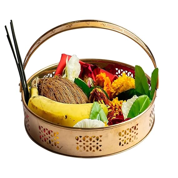 Brass Flower Basket for Pooja - Image 2