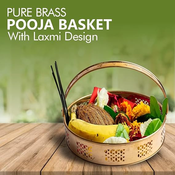 Brass Flower Basket for Pooja - Image 3