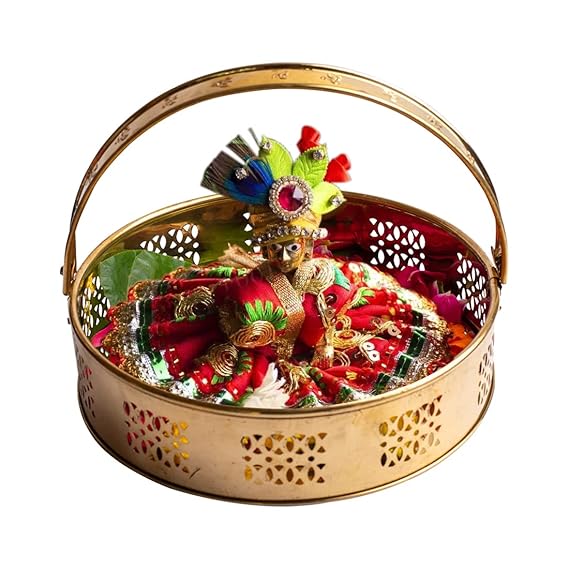 Brass Flower Basket for Pooja - Image 4