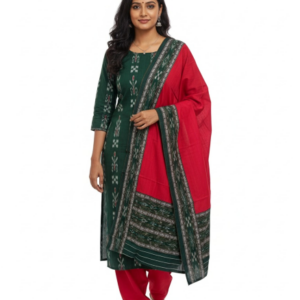 Classic Handloom Kurta Set with Contrast Dupatta