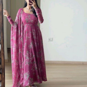 Floral Printed Anarkali Kurta with Dupatta