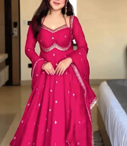 Magenta Pink Embroidered Anarkali Suit