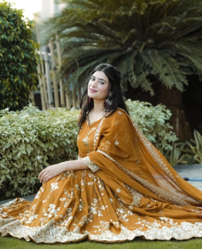 Mustard Georgette Sequence Work Anarkali Suit - Image 2