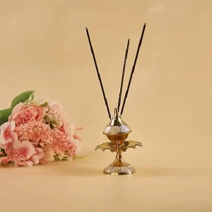 House of Wemy Brass Mother of Pearl Small Flower Shape Incense Burner Holder