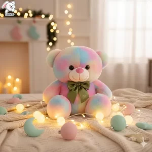 Cute Rainbow Colored Huggable Teddy Bear