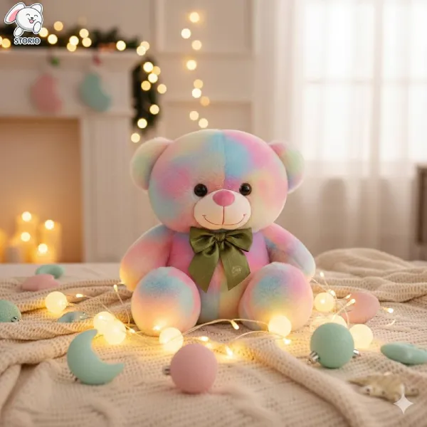Cute Rainbow Colored Huggable Teddy Bear