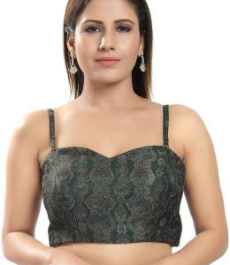 Dark Green Printed Designer Blouse