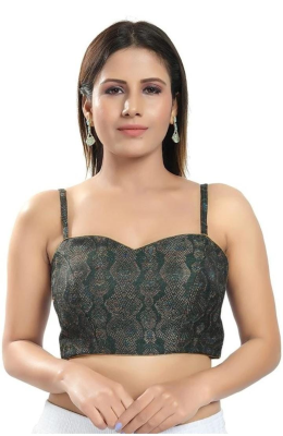 Dark Green Printed Designer Blouse