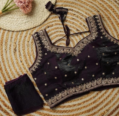 Elegant Deep Purple Designer Blouse - Image 2