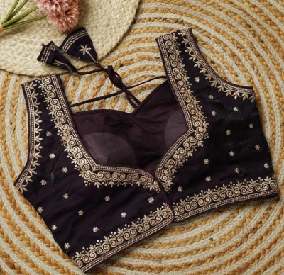 Elegant Deep Purple Designer Blouse - Image 3