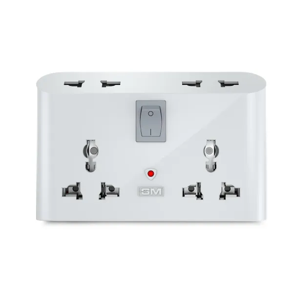 GM 3 Pin 6 AMP Universal Multiplug Travel Adapter with 4 Charging Point