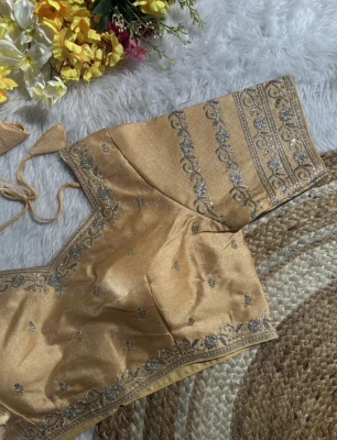 Golden Embroidered Designer Blouse - Image 2