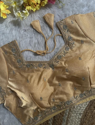 Golden Embroidered Designer Blouse - Image 4