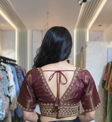 Maroon Embroidered Designer Blouse - Image 2