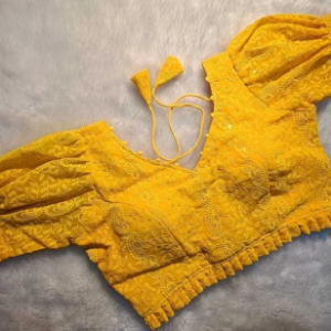 Mustard Yellow Embroidered Designer Blouse
