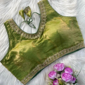 Premium Olive Green Silk Designer Blouse