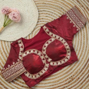 Wine Red Embroidered Designer Blouse