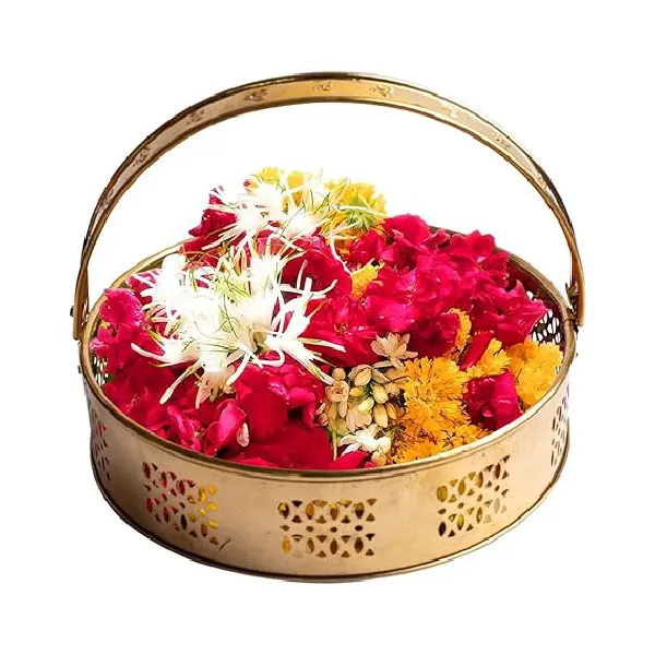 Brass Flower Basket for Pooja