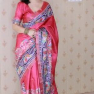 Pink Banarasi Printed Saree