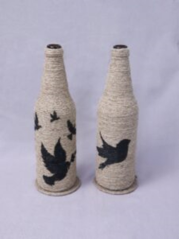 Jute Glass Bottle Vase