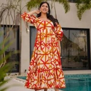 Orange Soft Cotton One Piece Dress