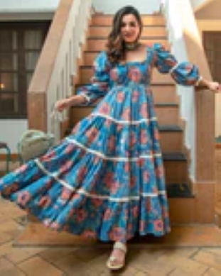 Princess Blue Handblock Dress - Image 2