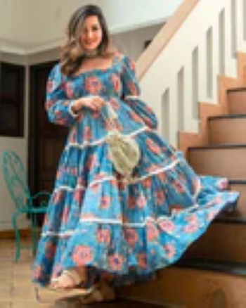 Princess Blue Handblock Dress - Image 3