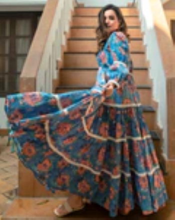 Princess Blue Handblock Dress - Image 4