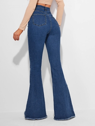 Women Boot-Leg High Rise Dark Blue Jeans - Image 2