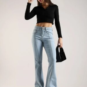 Women Boot-Leg High Rise Light Blue Jeans
