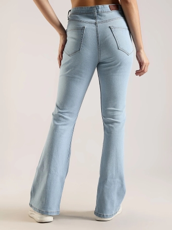 Women Boot-Leg High Rise Light Blue Jeans - Image 2