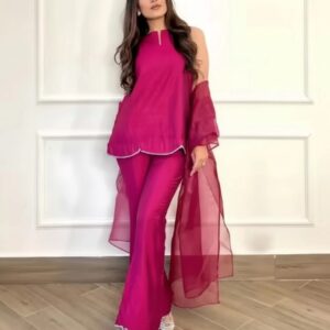 Women Cotton Silk Kurta Palazzo Dupatta Set