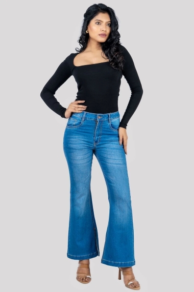 Women Flared High Rise White Jeans - Image 7