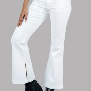 Women Flared High Rise White Jeans