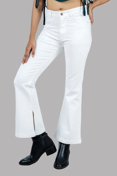 Women Flared High Rise White Jeans